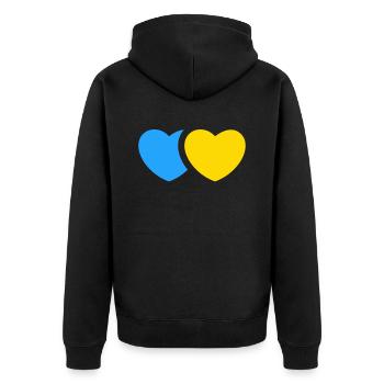 Soutenez l’Ukraine, la paix et non la guerre - Veste à capuche bio Premium Unisexe - noir - Dos - Nico (187cm)