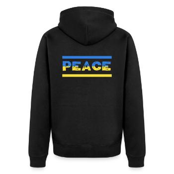 Soutenez l’Ukraine, la paix et non la guerre - Veste à capuche bio Premium Unisexe - noir - Dos - Nico (187cm)