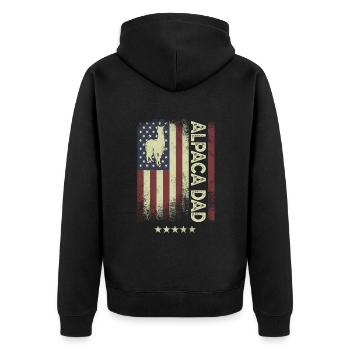 Drapeau américain - Alpaga Dad - Veste à capuche bio Premium Unisexe - noir - Dos - Nico (187cm)