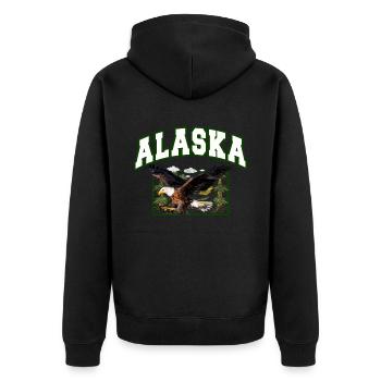 Alaska Geschenk Kinder Herren Damen USA Natur Eis - Unisex Premium Bio Zip Hoodie - Schwarz - Hinten - Nico (187cm)
