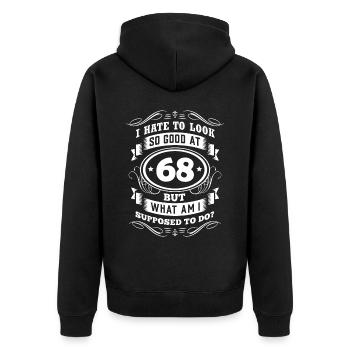 68 Fête d’anniversaire Vieille année Octobre - Veste à capuche bio Premium Unisexe - noir - Dos - Nico (187cm)