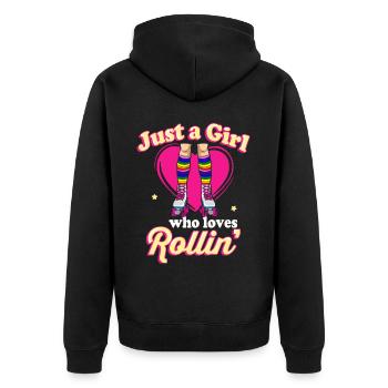 Inline Skate Gift Rollskates Roller 70s - Unisex Premium Organic Zip Hoodie - black - Back - Nico (187cm)
