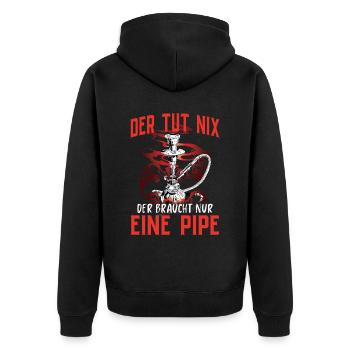 Shisha Geschenk für Wasserpfeife Shishabar Pfeife - Unisex Premium Bio Zip Hoodie - Schwarz - Hinten - Nico (187cm)