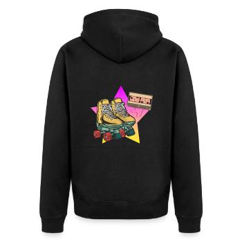 Roller Skates Inline Skates Herren Damen Geschenk - Unisex Premium Bio Zip Hoodie - Schwarz - Hinten - Nico (187cm)