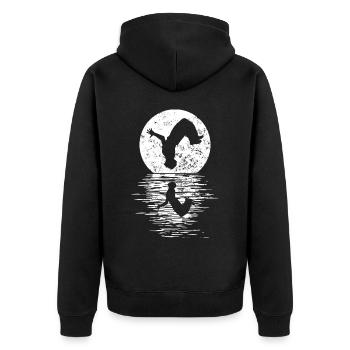 Parkour, Freerunning, Street Workout, Acrobatic - Unisex Premium Bio Zip Hoodie - Schwarz - Hinten - Nico (187cm)