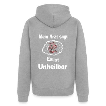 Shisha Tshirt Herren Damen Wasserpfeife Pfeife - Unisex Premium Bio Zip Hoodie - Grau meliert - Hinten - Nico (187cm)