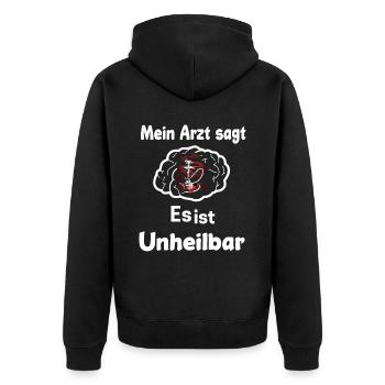 Shisha Tshirt Herren Damen Wasserpfeife Pfeife - Unisex Premium Bio Zip Hoodie - Schwarz - Hinten - Nico (187cm)