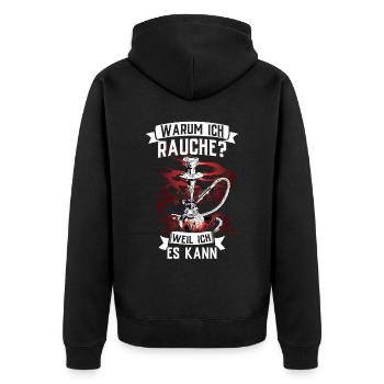 Shisha Doppelapfel Hookah Rauchen Tabak Vape Kohle - Unisex Premium Bio Zip Hoodie - Schwarz - Hinten - Nico (187cm)