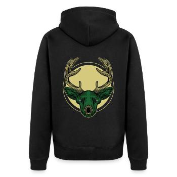 Deer Animal Deer Reer Gift Suède - Veste à capuche bio Premium Unisexe - noir - Dos - Nico (187cm)