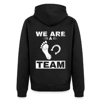 Pferd Reiter Reiten Pferde Liebe - Unisex Premium Bio Zip Hoodie - Schwarz - Hinten - Nico (187cm)