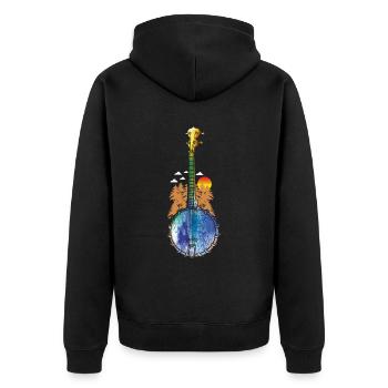 Banjo Shirts For Men Bluegrass Appalachia Folk - Unisex Premium Organic Zip Hoodie - black - Back - Nico (187cm)