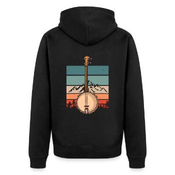 Banjo Shirts For Men Bluegrass Appalachia Folk - Unisex Premium Bio Zip Hoodie - Schwarz - Hinten - Nico (187cm)