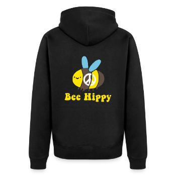 Hippie Geschenk Acidhead Flowerpower Hippi Hippy - Unisex Premium Bio Zip Hoodie - Schwarz - Hinten - Nico (187cm)