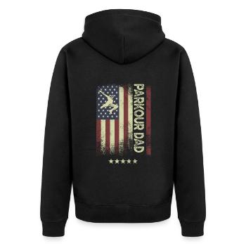 Drapeau américain - Parkour-Dad - Veste à capuche bio Premium Unisexe - noir - Dos - Nico (187cm)