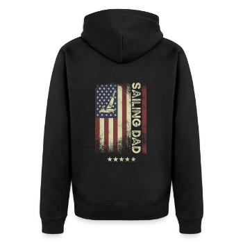 U.S. Flag - Sailing Dad - Unisex Premium Organic Zip Hoodie - black - Back - Nico (187cm)