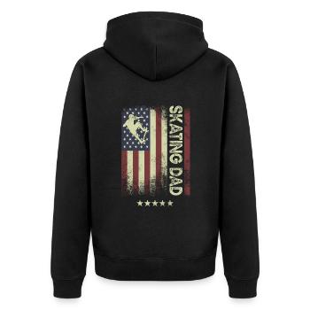 Drapeau des États-Unis - Papa patineur sur glace - Veste à capuche bio Premium Unisexe - noir - Dos - Nico (187cm)