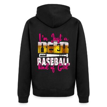 Je suis juste une bière et une fille de baseball - Veste à capuche bio Premium Unisexe - noir - Dos - Nico (187cm)