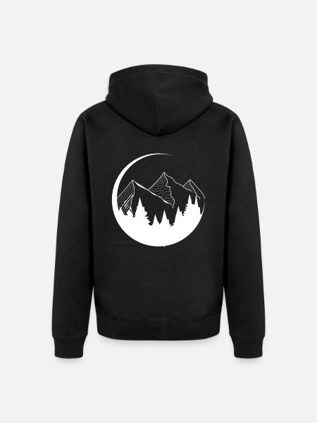 Circle - Mountain - (4) - Unisex Premium Organic Zip Hoodie - black