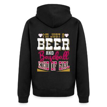 Je suis juste une bière et une fille de baseball - Veste à capuche bio Premium Unisexe - noir - Dos - Nico (187cm)