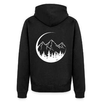 Circle - Mountain - (3) - Unisex Premium Organic Zip Hoodie - black - Back - Nico (187cm)
