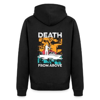 Bowfishing Dead From Above Retro Fishing Bowfisher - Unisex Premium Organic Zip Hoodie - black - Back - Nico (187cm)
