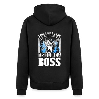 Bowfishing Look Like A Bow Hunting Sport Bowfisher - Unisex Premium Organic Zip Hoodie - black - Back - Nico (187cm)