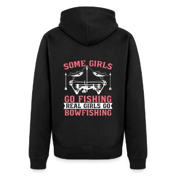 Bowfishing Some Girls Go Bow Fish Archer Bowfisher - Unisex Premium Organic Zip Hoodie - black - Back - Nico (187cm)