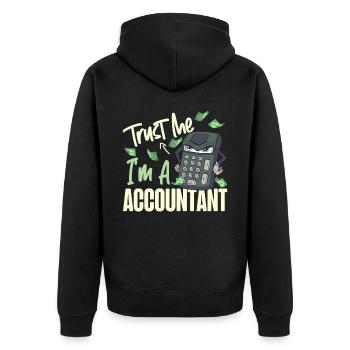 Accountant Bookkeeper Accounting - Unisex Premium Bio Zip Hoodie - Schwarz - Hinten - Nico (187cm)