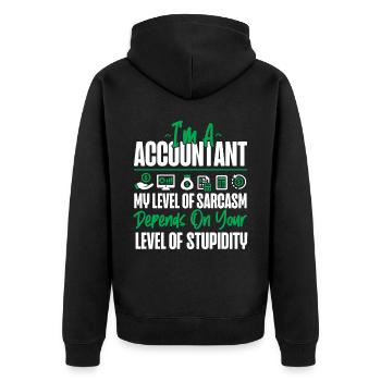 Accountant Bookkeeper Accounting - Unisex Premium Organic Zip Hoodie - black - Back - Nico (187cm)