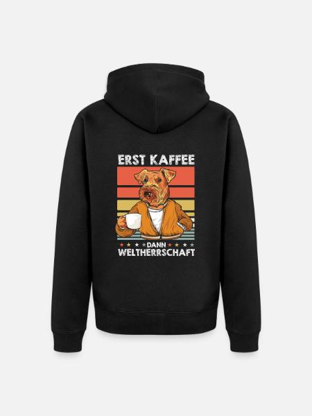 Airedale Terrier Kaffee - Unisex Premium Bio Zip Hoodie - Schwarz