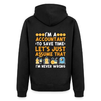 Accountant Bookkeeper Accounting - Unisex Premium Bio Zip Hoodie - Schwarz - Hinten - Nico (187cm)