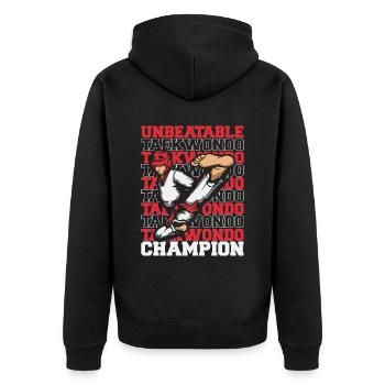 Taekwondo Champion - Unisex Premium Bio Zip Hoodie - Schwarz - Hinten - Nico (187cm)