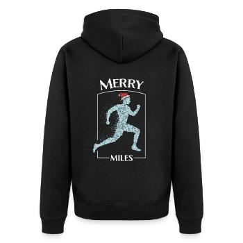 Jogging Joggers Running Santa Claus Hat Christmas Time - Unisex Premium Organic Zip Hoodie - black - Back - Nico (187cm)