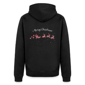 Merry Christmas Christmas Sleigh Advent Season - Unisex Premium Organic Zip Hoodie - black - Back - Nico (187cm)