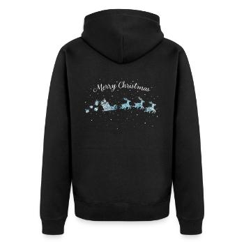Merry Christmas Santa Claus Sleigh Reindeer - Unisex Premium Organic Zip Hoodie - black - Back - Nico (187cm)