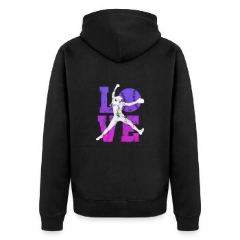 Softball - Unisex Premium Organic Zip Hoodie - black - Back - Nico (187cm)