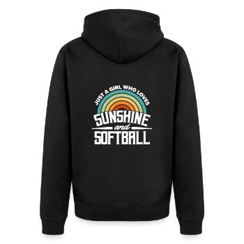 Softball Girl Spieler Baseball Pitcher Geschenk - Unisex Premium Bio Zip Hoodie - Schwarz - Hinten - Nico (187cm)
