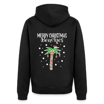 Merry Christmas Christmas Outfit Palm Beach Sea - Unisex Premium Organic Zip Hoodie - black - Back - Nico (187cm)
