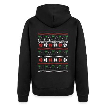 Frohe Weihnachten Palme Strand Heiligabend - Unisex Premium Bio Zip Hoodie - Schwarz - Hinten - Nico (187cm)