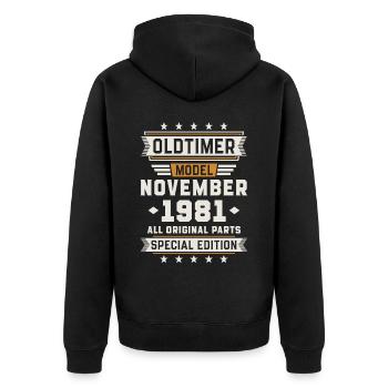 Classic Car November 1981 Birthday Gift - Unisex Premium Organic Zip Hoodie - black - Back - Nico (187cm)