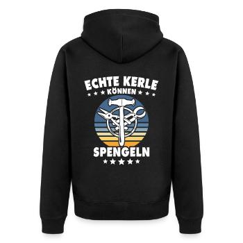 Spengler Beruf Bauspengler Sprüche - Unisex Premium Bio Zip Hoodie - Schwarz - Hinten - Nico (187cm)