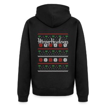 Merry Beachmas Palm Beach Nordic Patterns - Unisex Premium Organic Zip Hoodie - black - Back - Nico (187cm)
