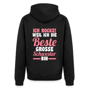 Beste Schwester - Unisex Premium Bio Zip Hoodie - Schwarz - Hinten - Nico (187cm)