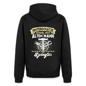 Spengler Beruf Bauspengler Sprüche - Unisex Premium Bio Zip Hoodie - Schwarz - Hinten - Nico (187cm)
