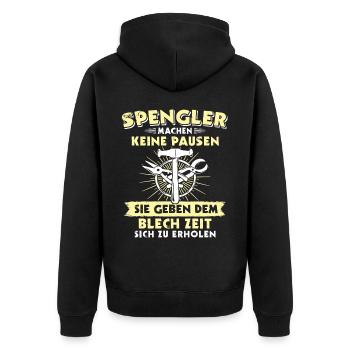 Spengler Beruf Bauspengler Sprüche - Unisex Premium Bio Zip Hoodie - Schwarz - Hinten - Nico (187cm)