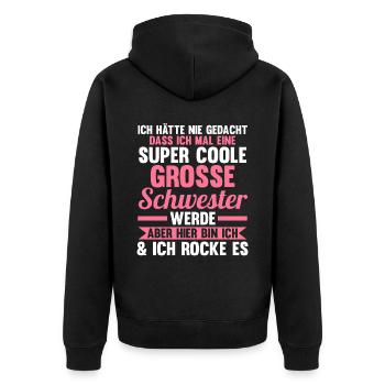 Geschwister Familie Schwestern Schwester - Unisex Premium Bio Zip Hoodie - Schwarz - Hinten - Nico (187cm)