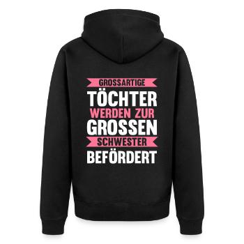Geschwister Familie Schwestern Schwester - Unisex Premium Bio Zip Hoodie - Schwarz - Hinten - Nico (187cm)