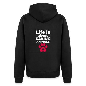 Tierarzt - Unisex Premium Bio Zip Hoodie - Schwarz - Hinten - Nico (187cm)