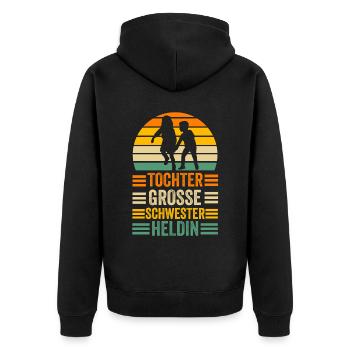 Geschwister Familie Schwestern Schwester - Unisex Premium Bio Zip Hoodie - Schwarz - Hinten - Nico (187cm)