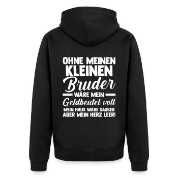 Geschwister Familie Schwestern Schwester - Unisex Premium Bio Zip Hoodie - Schwarz - Hinten - Nico (187cm)